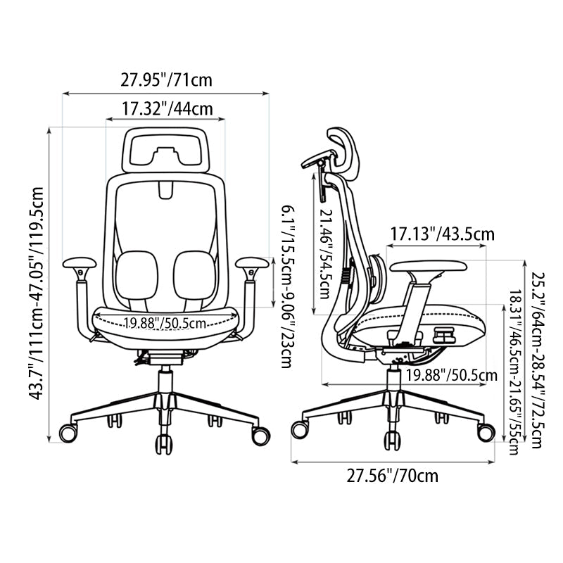 Modern Ergonomic High-Back Executive Chair - 4D Tri-Joint Headrest & Adaptive Lumbar Support Mesh Office Chair For Home Office Cuvalon