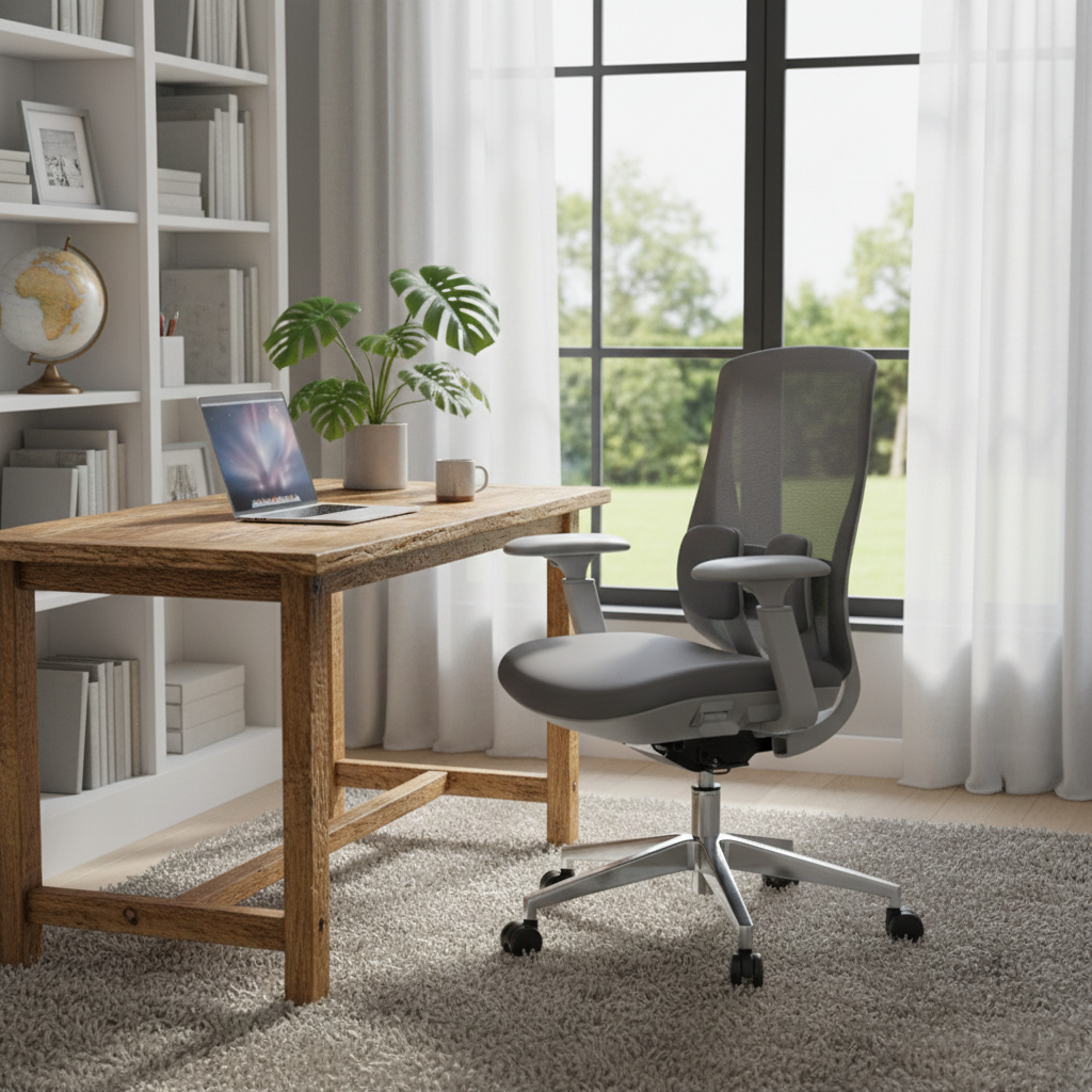 Modern Minimalist Cable-Controlled Office Chair - 360° Lumbar Adjust Heavy-Duty Aluminum Base & Safety Gas Lift Silent Caster Desk Chair For Home Office Cuvalon