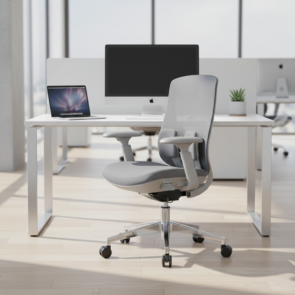 Modern Minimalist Cable-Controlled Office Chair - 360° Lumbar Adjust Heavy-Duty Aluminum Base & Safety Gas Lift Silent Caster Desk Chair For Home Office Cuvalon