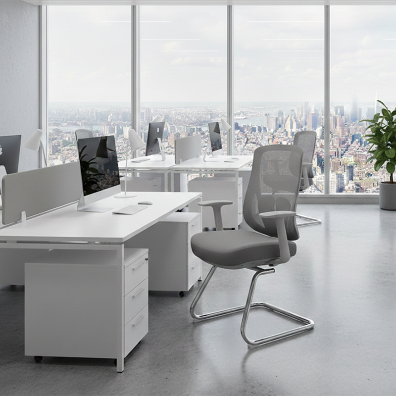 Modern Minimalist Mesh Bow Office Chair - Ergonomic Lumbar Support High-Resilience Sponge Cushion Desk Chair For Home Office Cuvalon