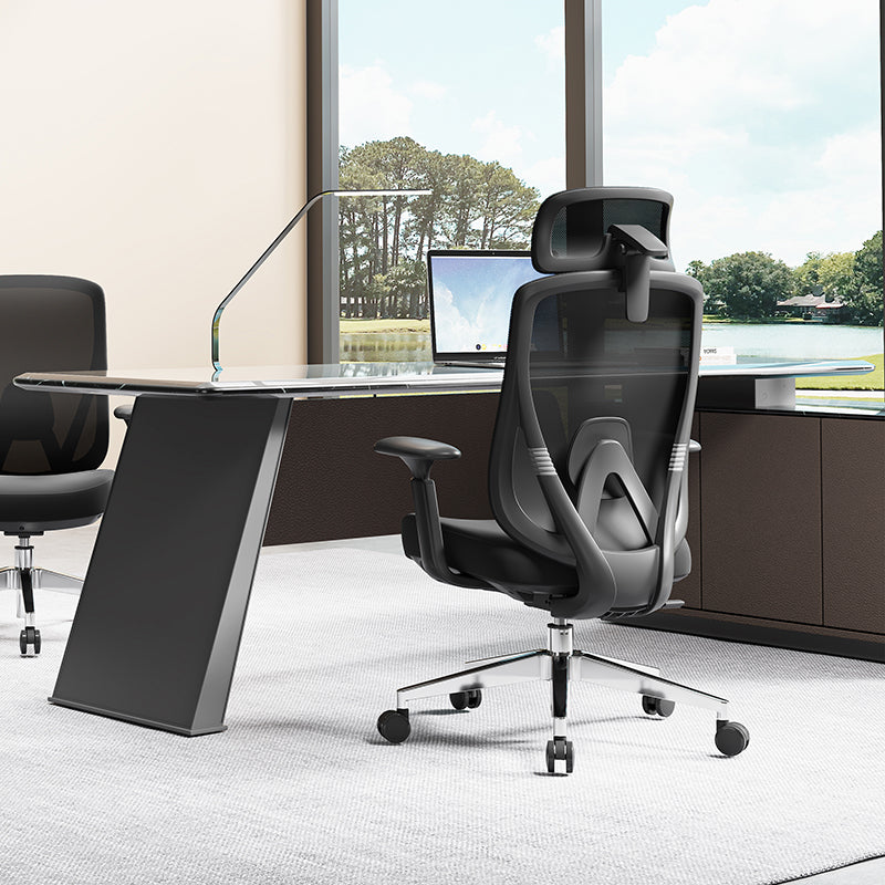Modern Minimalist High-Back Mesh Executive Desk Chair - 4D Adjustable Headrest & Lumbar Support Silent Caster Ergonomic Office Chair For Home Office Cuvalon