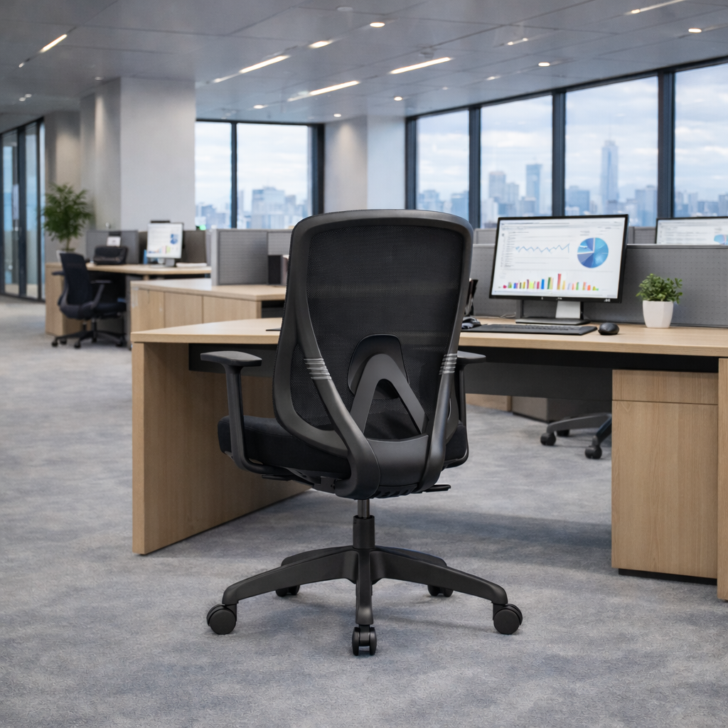 Modern Minimalist Mid-Back Mesh Office Chair - Adaptive Lumbar Support Tilt Adjustment Silent Casters Desk Chair For Home Office Cuvalon