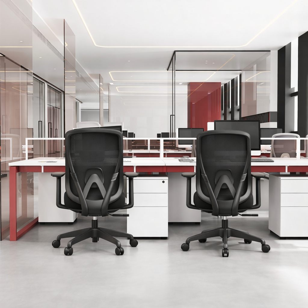 Modern Minimalist Mid-Back Mesh Office Chair - Adaptive Lumbar Support Tilt Adjustment Silent Casters Desk Chair For Home Office Cuvalon