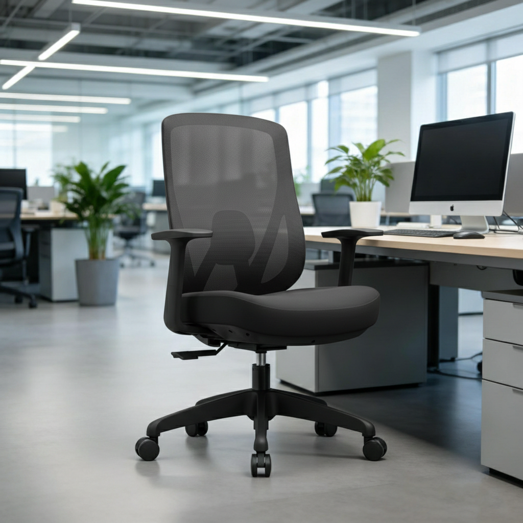 Modern Minimalist Mid-Back Mesh Office Chair - Adaptive Lumbar Support Tilt Adjustment Silent Casters Desk Chair For Home Office Cuvalon