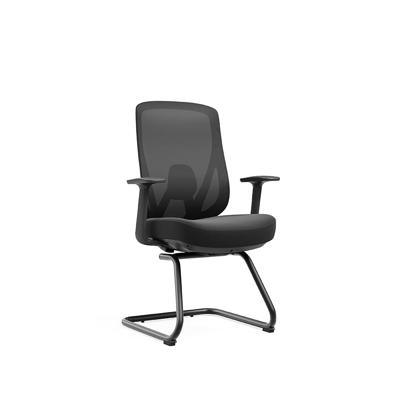 Sleek Minimalist Bow Reception Chair - Breathable Mesh Pressure-Relief Cushion High-Resilience Sponge Desk Chair For Home Office Cuvalon
