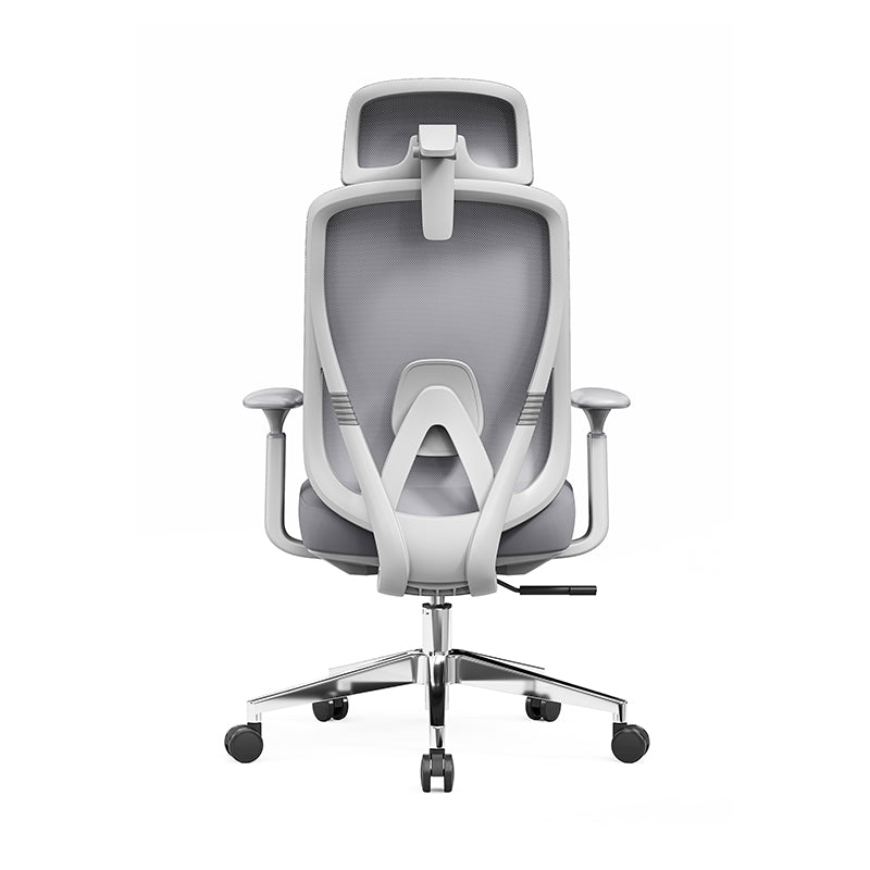 Modern Minimalist Grey High-Back Mesh Executive Chair - 4D Adjustable Headrest & Tilt Ergonomic Office Chair For Home Office Cuvalon