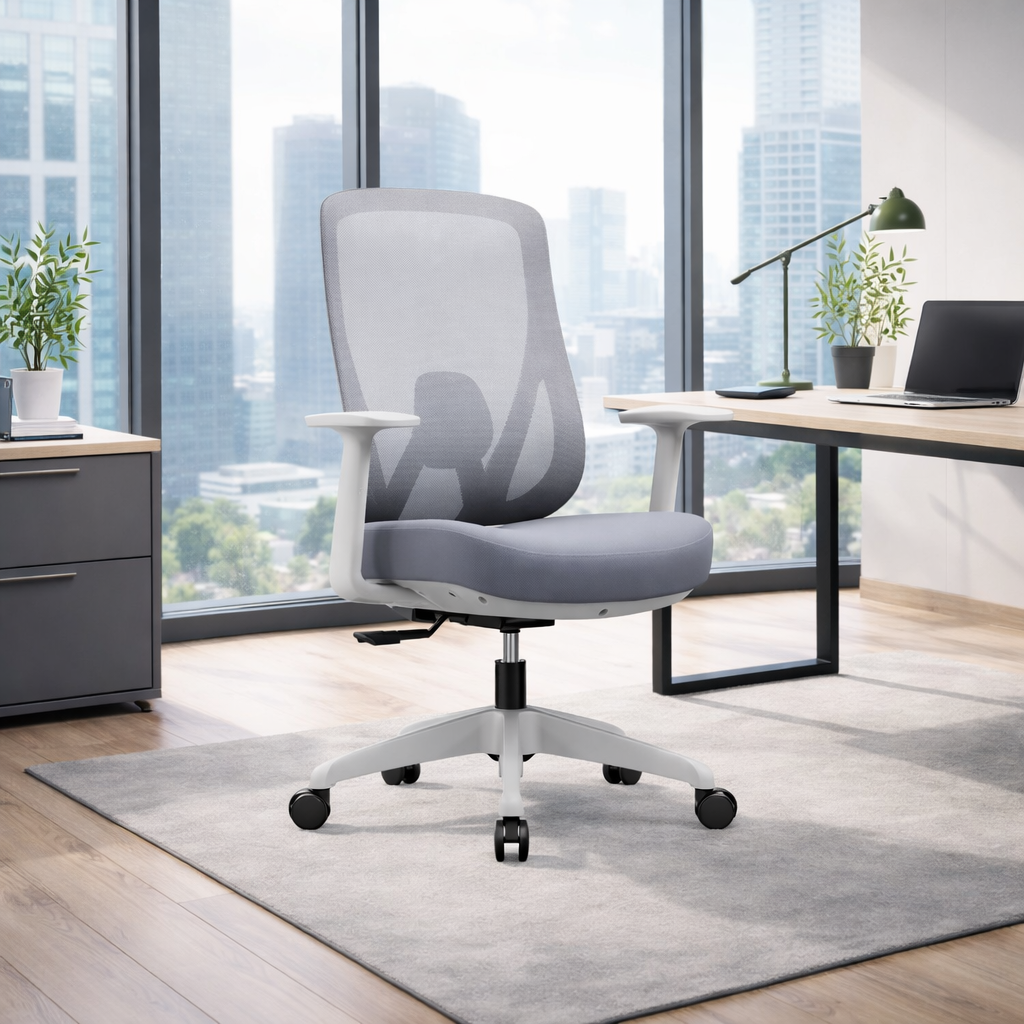 Modern Minimalist Mid-Back Mesh Executive Chair - Tilt Adjustment Silent Casters Desk Chair For Home Office Cuvalon