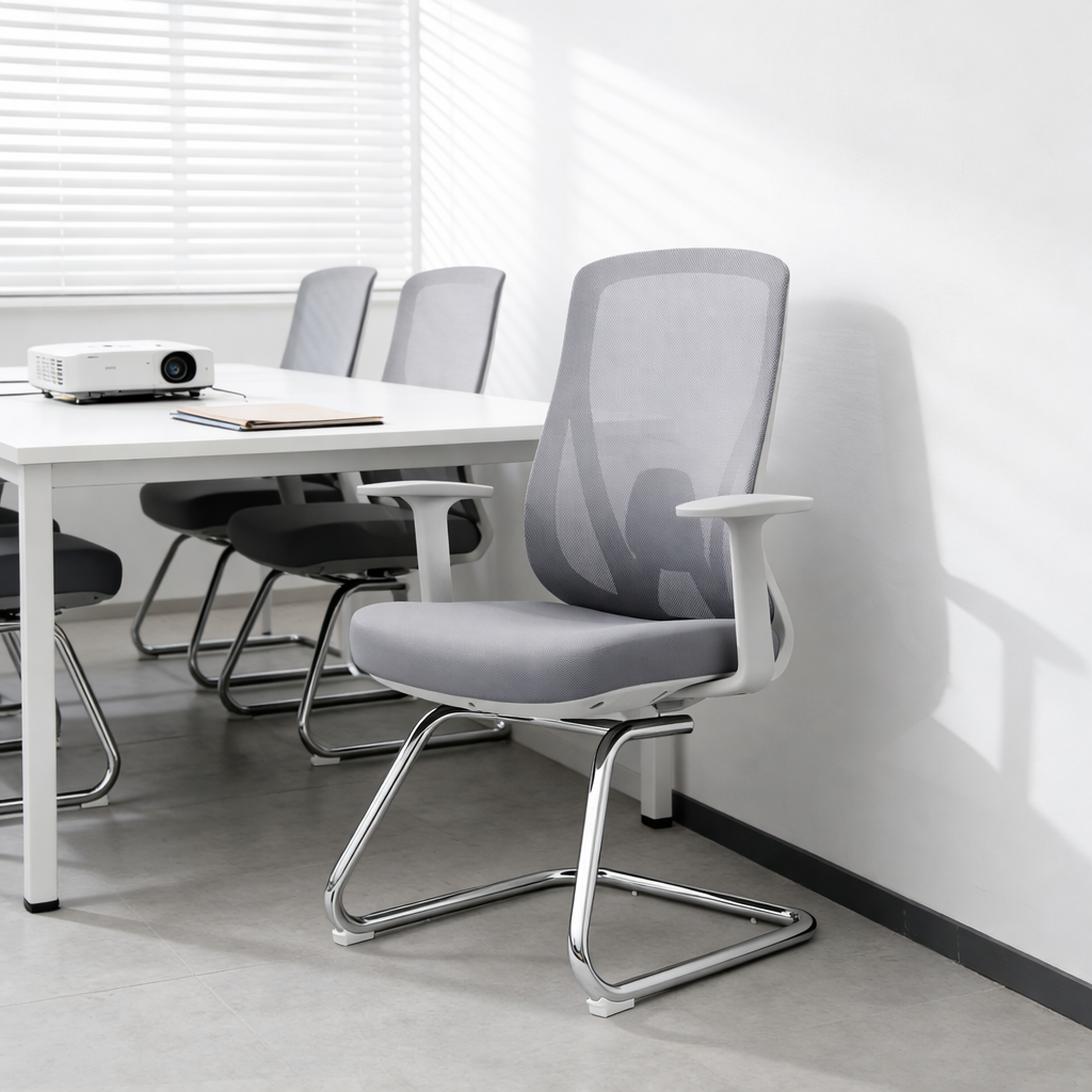 Modern Minimalist Mesh Bow Reception Chair - Tear-Resistant Mesh & Lumbar Support Business Use Desk Chair For Home Office Cuvalon