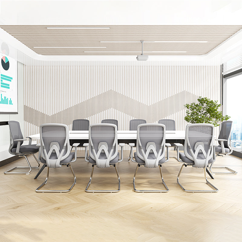 Modern Minimalist Mesh Bow Reception Chair - Tear-Resistant Mesh & Lumbar Support Business Use Desk Chair For Home Office Cuvalon