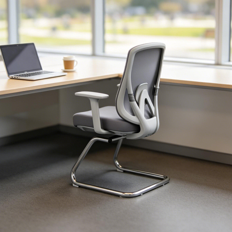 Modern Minimalist Mesh Bow Reception Chair - Tear-Resistant Mesh & Lumbar Support Business Use Desk Chair For Home Office Cuvalon