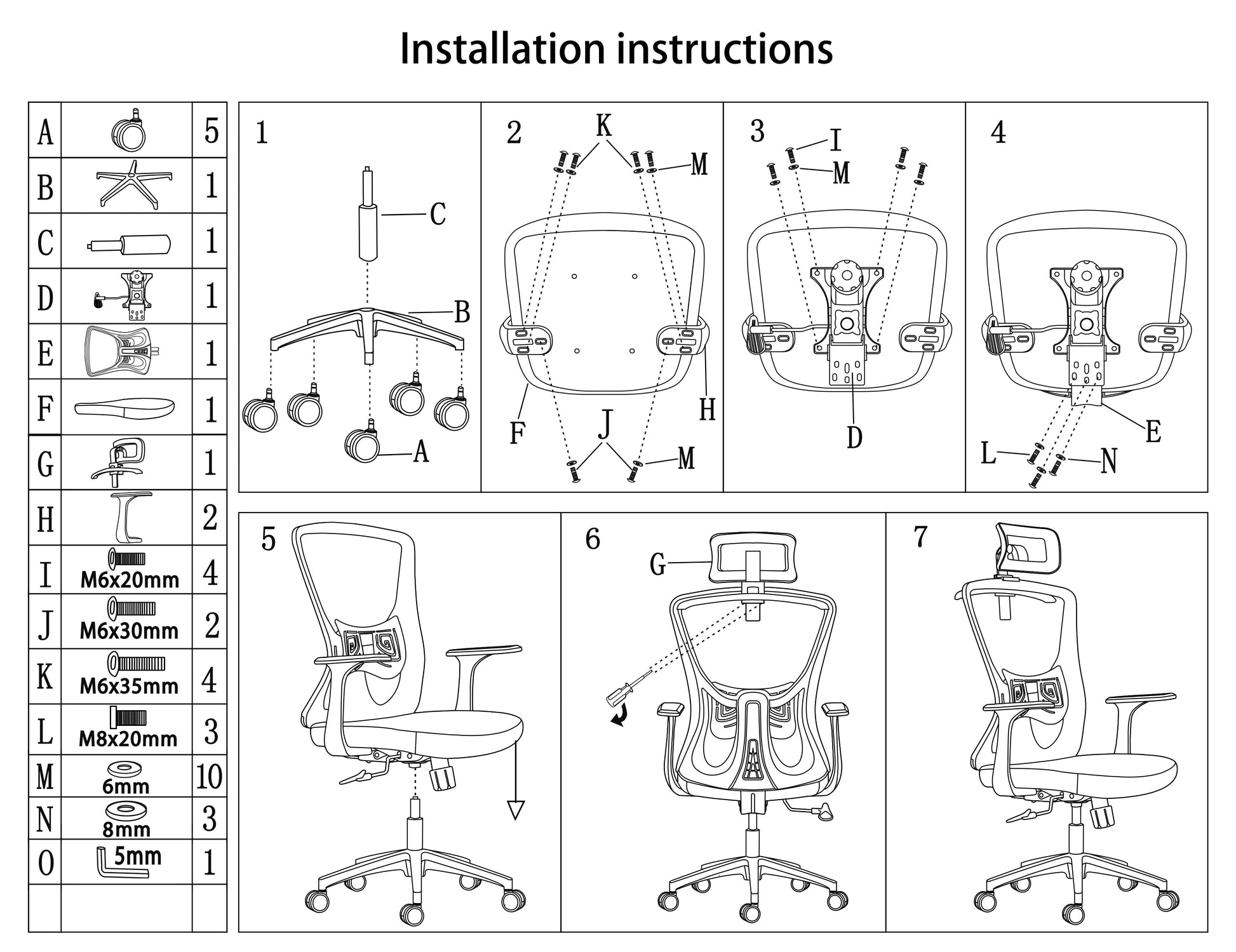 Modern Minimalist High-Back Mesh Office Chair - Adjustable Headrest Ergonomic Lumbar Support Silent Casters Desk Chair For Home Office Cuvalon