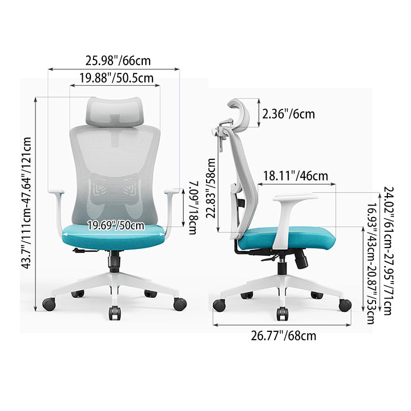 Modern Minimalist High-Back Mesh Office Chair - Adjustable Headrest Ergonomic Lumbar Support Silent Casters Desk Chair For Home Office Cuvalon