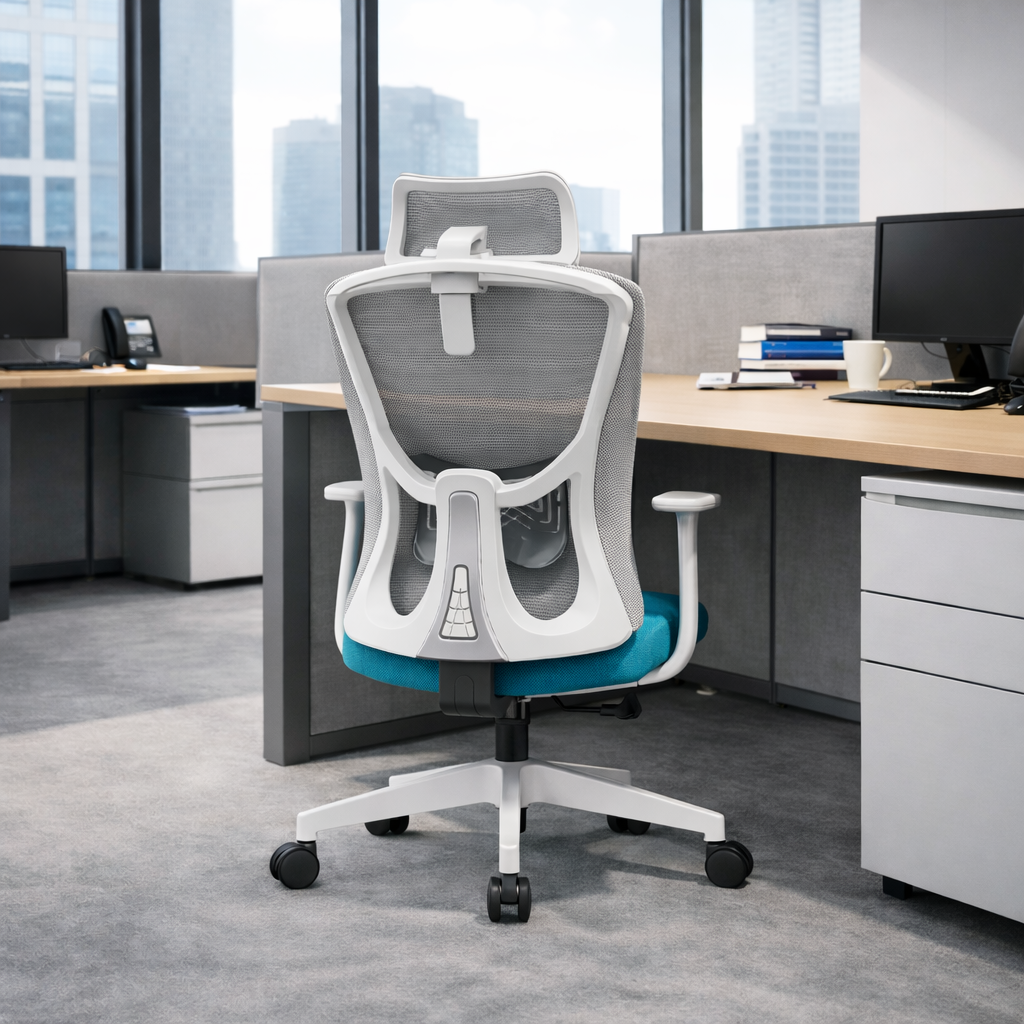 Modern Minimalist High-Back Mesh Office Chair - Adjustable Headrest Ergonomic Lumbar Support Silent Casters Desk Chair For Home Office Cuvalon