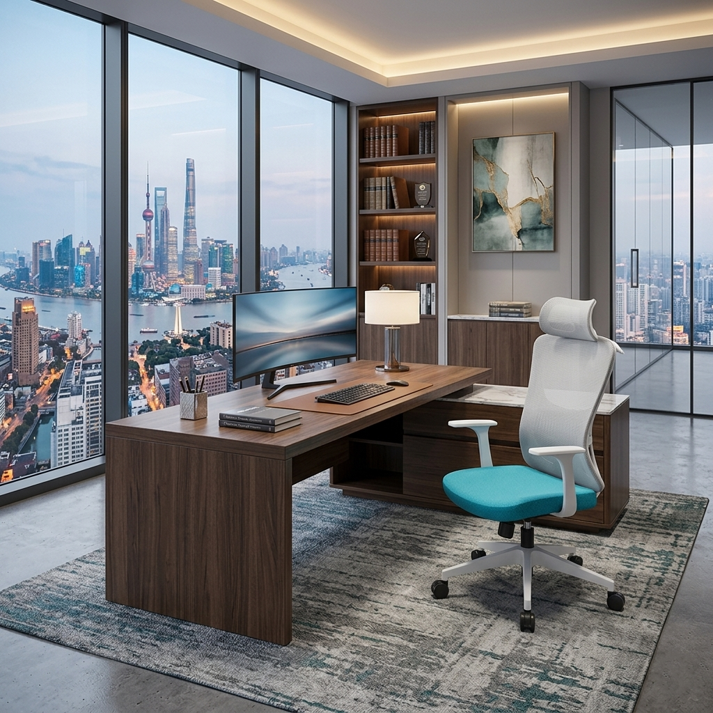 Modern Minimalist High-Back Mesh Office Chair - Adjustable Headrest Ergonomic Lumbar Support Silent Casters Desk Chair For Home Office Cuvalon