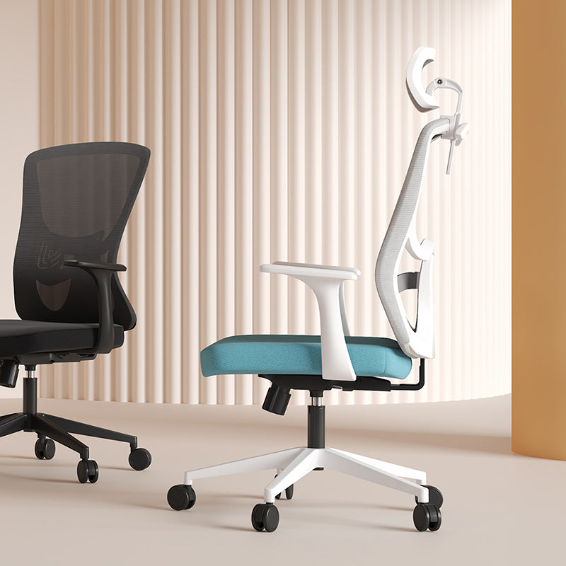 Modern Minimalist High-Back Mesh Office Chair - Adjustable Headrest Ergonomic Lumbar Support Silent Casters Desk Chair For Home Office Cuvalon