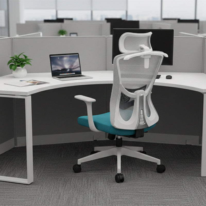 Modern Minimalist High-Back Mesh Office Chair - Adjustable Headrest Ergonomic Lumbar Support Silent Casters Desk Chair For Home Office Cuvalon