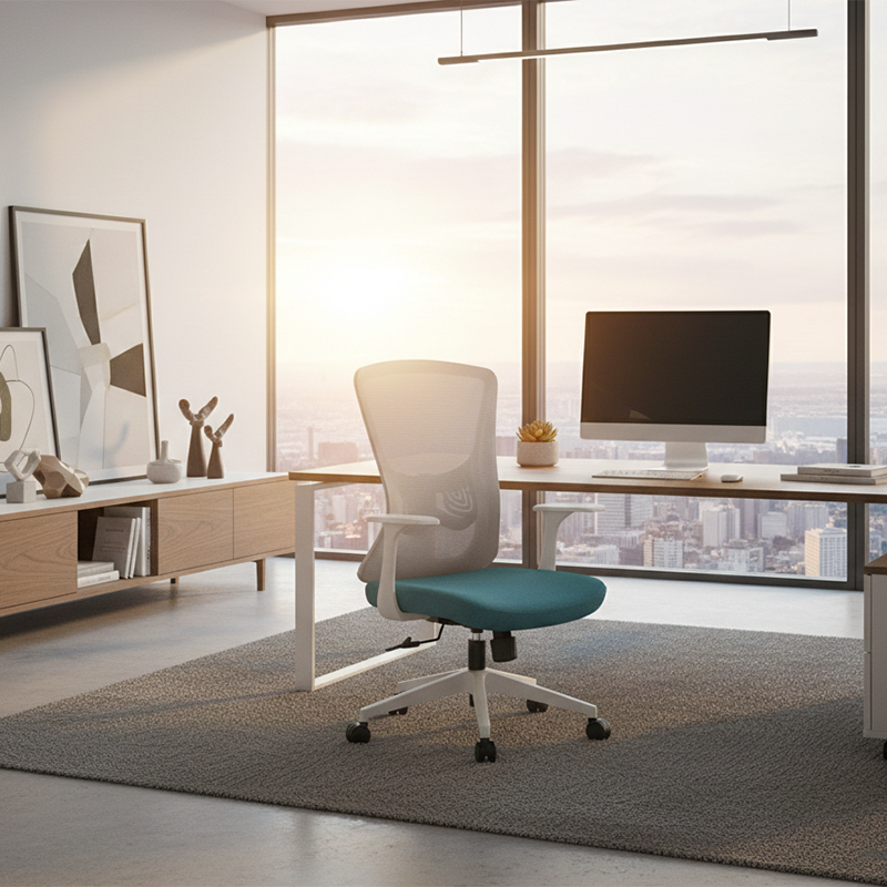 Modern Minimalist Mid-Back Mesh Office Chair - Ergonomic Lumbar Support Breathable Backrest Desk Chair For Home Office Cuvalon