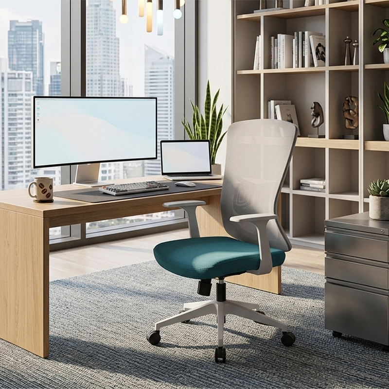 Modern Minimalist Mid-Back Mesh Office Chair - Ergonomic Lumbar Support Breathable Backrest Desk Chair For Home Office Cuvalon