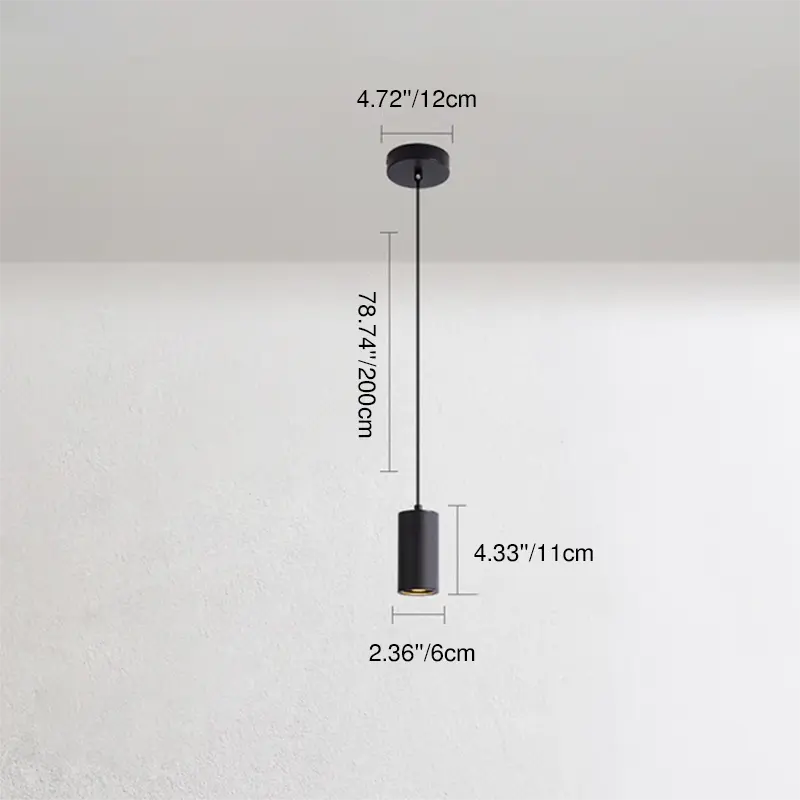 Nordic Minimalist Column Iron Mini 1-Light Pendant Light Cuvalon