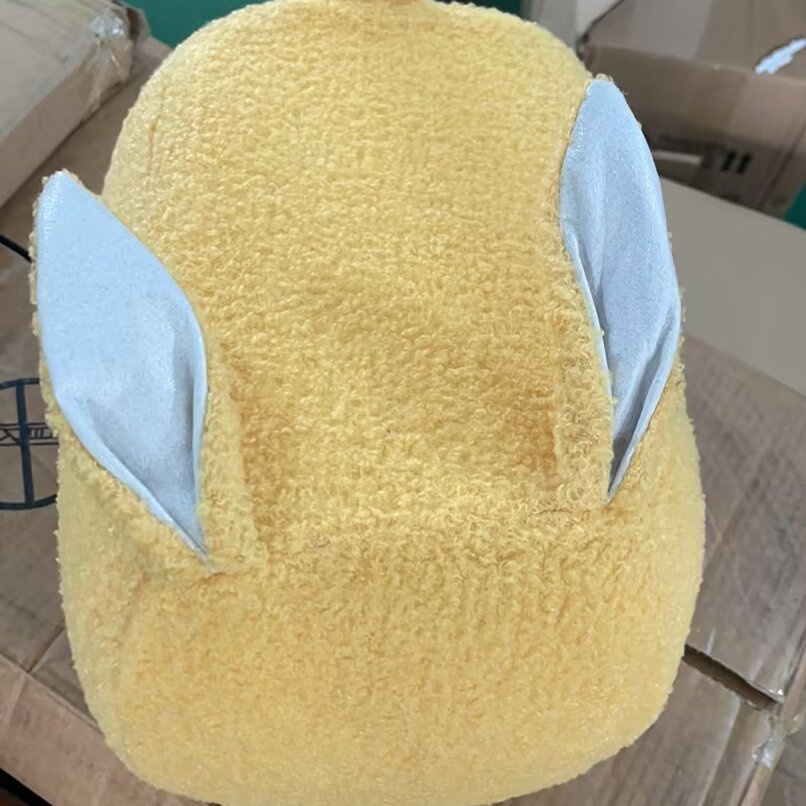 Contemporary Creative Kids Rabbit-Shaped Teddy Fabric Solid Wood Sponge Low Stool Backless Armless For Living Room Cuvalon