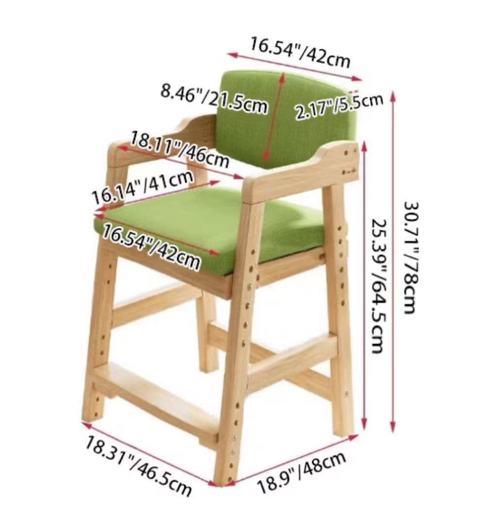 Modern Minimalist Adjustable Solid Pine Wood Cotton Linen Foam Sponge Kids Chair For Bedroom Cuvalon