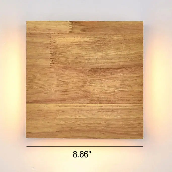 Japanese Wabi-sabi Log Wood Rectangular LED Wall Sconce Lamp Cuvalon