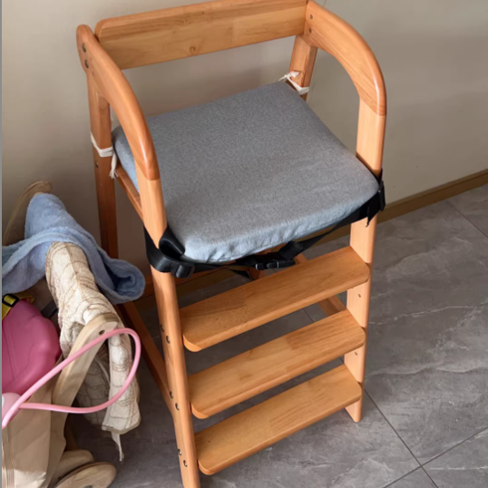 Modern Simplicity Kids Triple Square Fabric Rubberwood Dining Chair Backrest For Dining Room Cuvalon