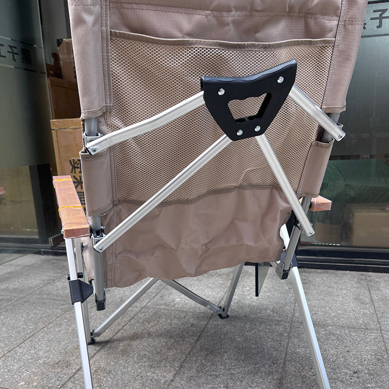Contemporary Industrial Oxford Fabric Aluminum Alloy Carbon Steel Solid Wood Foldable Camping Chair With 5-level Adjustable Backrest For Outdoor Patio Cuvalon