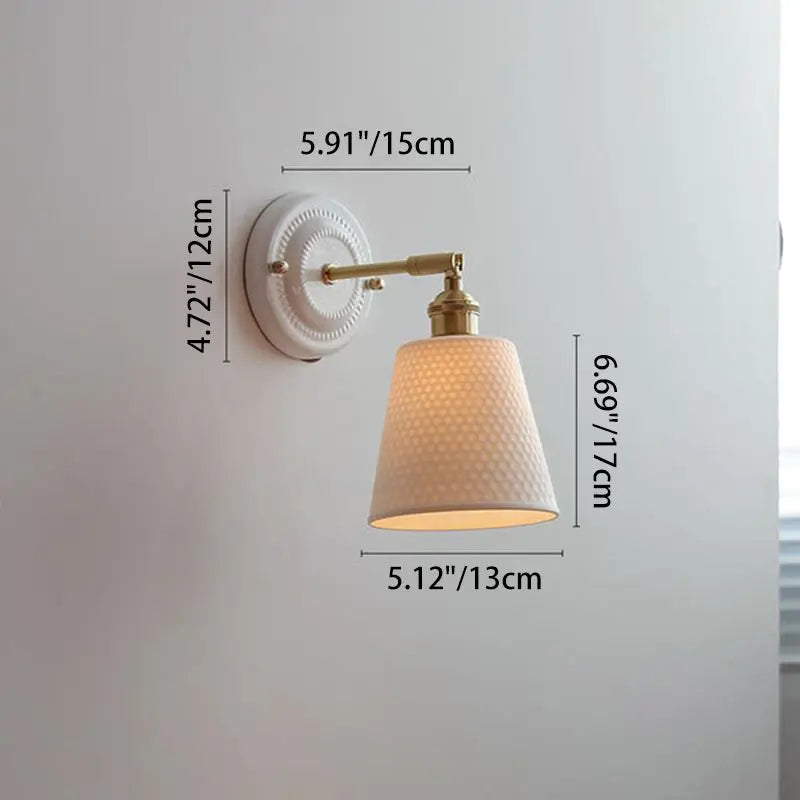 Traditional Vintage Round Ceramic Brass 1-Light Wall Sconce Lamp for Living Room Cuvalon