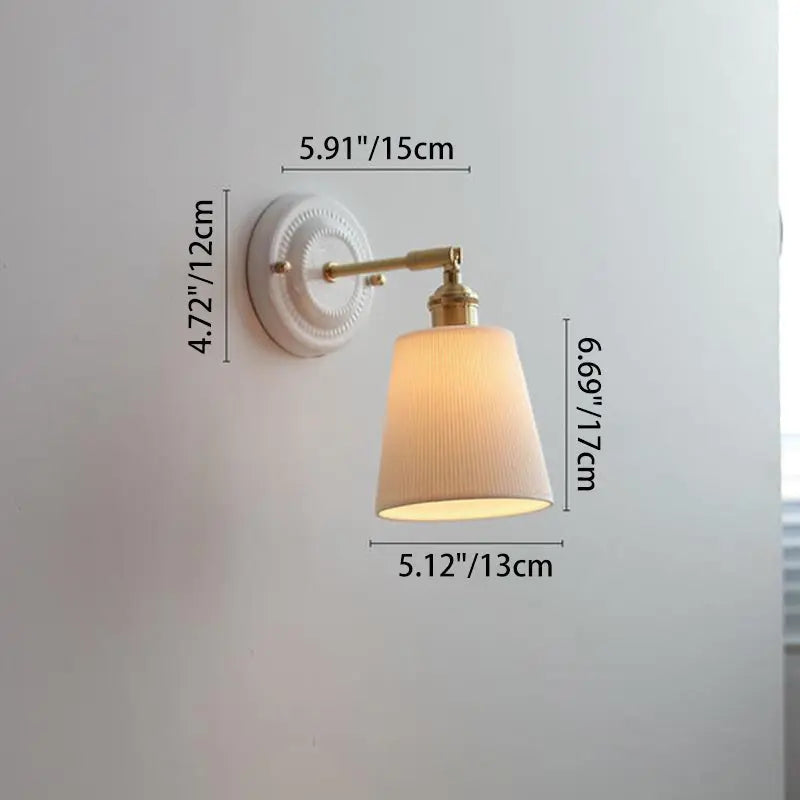 Traditional Vintage Round Ceramic Brass 1-Light Wall Sconce Lamp for Living Room Cuvalon
