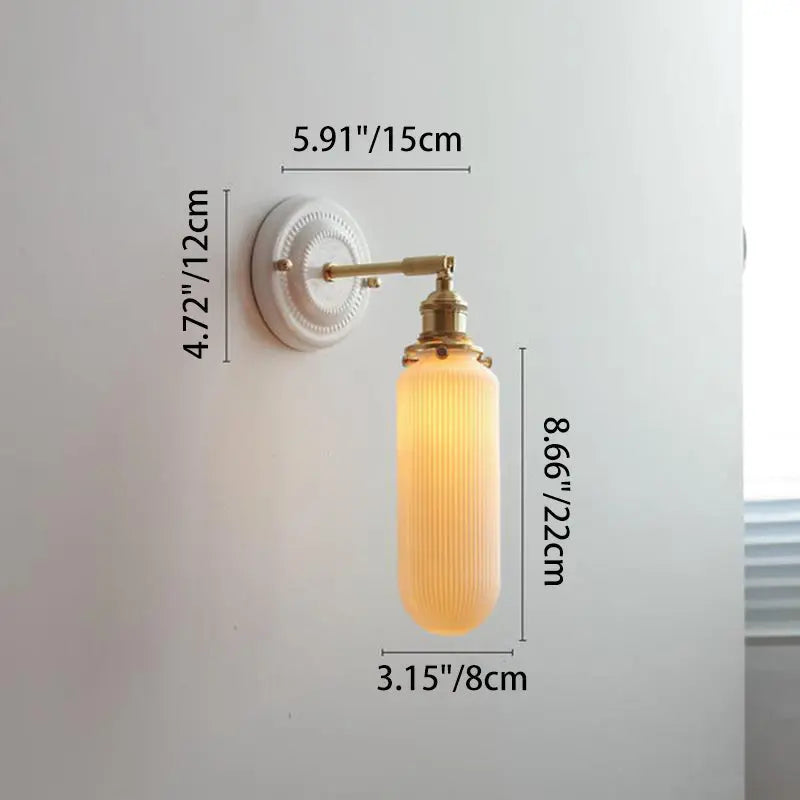 Traditional Vintage Round Ceramic Brass 1-Light Wall Sconce Lamp for Living Room Cuvalon