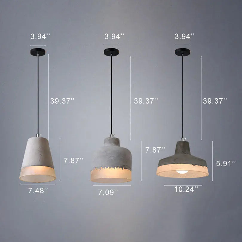 Industrial Minimalist Grey Shade 1-Light  Cement Pendant Light Cuvalon