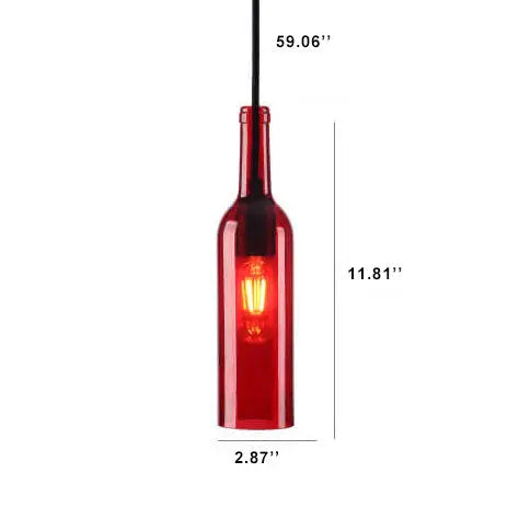 Antique Glass Wine Bottle 1-Light Pendant Light Cuvalon